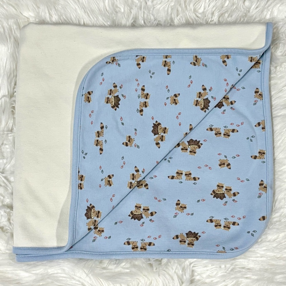 Gymboree Forest Trails Rascal Raccoon Baby Receiving Security Blanket Reversible